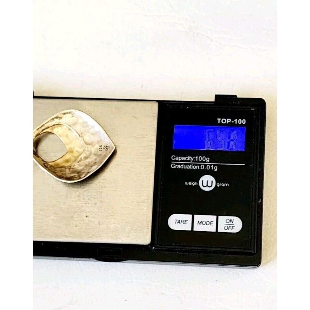 Grace+Heart Serling Hammered Drop 2 Tone Pendant G&H 1.75" 6.5g - Picture 7 of 9